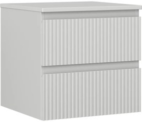 Mexen Rivel szafka łazienkowa podumywalkowa 50 cm z blatem, 2 szuflady, ryflowana , szara mat - 91A20-05047-2-BFFC62