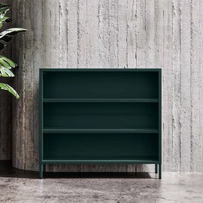 Niski regał metalowy butelkowa zieleń Modern LUCA, 1000 x 900 x 350 mm