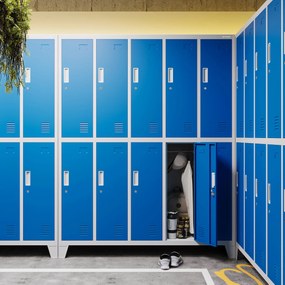 Szafa BHP ubraniowa 10-drzwiowa szaro-niebieska: BARTEK, 1360 x 1720 x 450 mm