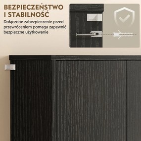 HOMCOM Szafka kuchenna z blatem, 6 drzwi, wysoka szafka z półkami, czarna | Aosom PL