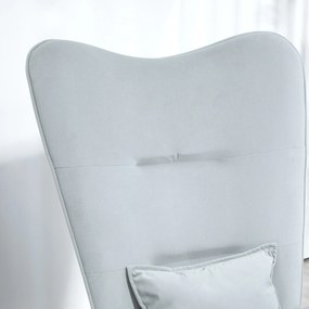 HOMCOM Fotel Bujany, Pokrycie w Aksamitnym Wykończeniu, z Poduszką Lędźwiową, Nośność do 120 kg, 67 x 85 x 112 cm, Jasnoszary