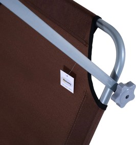 Outsunny Leżak ogrodowy składany z daszkiem przeciwsłonecznym na plażę brązowy 187x58x36 cm | Aosom PL