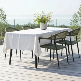 Krzesło Ogrodowe Grafitowe 56x60x78 cm Plecione Zielone Sznurki Nowoczesne