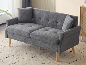 Kanapa tapicerowana z weluru 2-osobowa - 162x74x77 cm - Szara