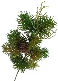 Sztuczna gałąź sosny z szyszką zielona, 46 cm