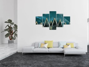 Obraz - Księżyc w pełni nad złotymi górami (125x70 cm)