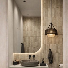 Lustro asymetryczne z podświetleniem ROUND Corner LED | Różne rozmiary | Różne kolory : Kolor tafli szkła - Brąz, Rozmiar - 70 x 150 cm, Wersja - Lewa