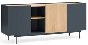 Antracytowo-naturalna niska komoda w dekorze dębu 180x78 cm Otto – Teulat