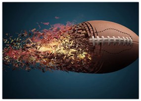 Obraz na szkle - Piłka do rugby w akcji (70x50 cm)