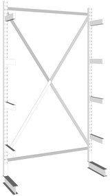 META Regał wspornikowy, jednostronny, 535 kg, 2500 x 1330 x 630 mm, podstawowy