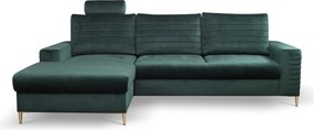 Masseno Narożnik GRIFO z funkcją spania i pojemnikiem na pościel, Rozkładana sofa - Zielony, VELLUTO JUNGLE GREEN 27