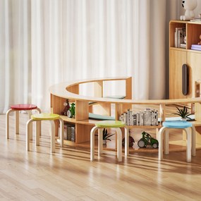 HOMCOM 4 składane stołki z filcowymi podkładkami, sklejka brzozowa, lakierowane, kolorowe