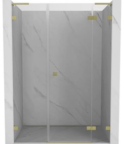 Mexen Lunar L drzwi prysznicowe uchylne prawe 140 cm, transparent, złote szczotkowane - 834SL-140-050-55-00-P