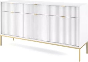Cubero komoda 3 szuflady 154 cm nowoczesna ryflowany front metalowe nóżki