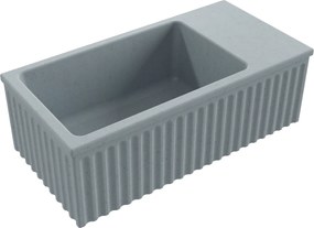 Umywalka betonowa ryflowana nablatowa / wisząca prostokątna 60 x 30 cm WELLE | różne kolory : Kolor - Jasny szary, Typ montażu - podwieszana
