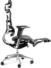 Fotel biurowy z podnóżkiem Diablo V-Master, zgodny z normą BHP, kolor czarno-szary