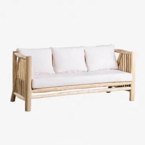 Sofa 3-osobowa Z Drewna Tekowego Narel Brąz Drewna - Sklum