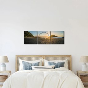 Obraz plaży (z zegarem) (90x30 cm)