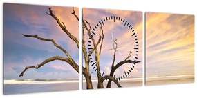 Obraz drzewa w oceanie (z zegarem) (90x30 cm)