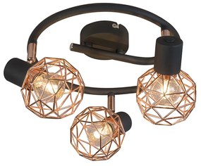 Nowoczesny reflektor czarny z miedzią 3-światła - MeshDesignerski Oswietlenie wewnetrzne