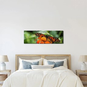Obraz motyla na kwiatku (z zegarem) (90x30 cm)