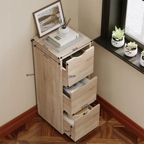 Szafka słupek z szufladami rustykalny dąb komoda stojąca wąska pojemna loft