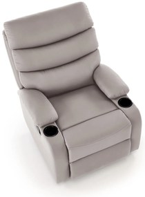 Fotel do salonu wypoczynkowy beżowy, rozkładany eco skóra PERUS