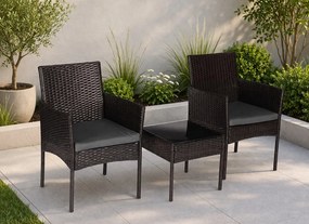 Mały zestaw mebli balkonowych dla 2 osób Riviera 824, technorattan ciemnobrązowy