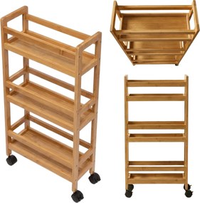 Wąski regał łazienkowy na kółkach, 3 półki KLUK, 76 cm