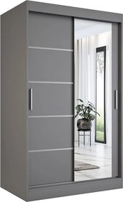 Antracytowa szafa przesuwna z lustrem K2-F40