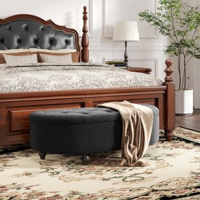 HOMCOM Stołek z Przestrzenią do Przechowywania, 2-w-1, Tapicerowany, Pokrycie Aksamitne, Hydrauliczne Amortyzatory, 120 x 46 x 42 cm, Niebieski