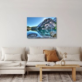 Obraz na szkle wysokogórskiego jeziora (70x50 cm)