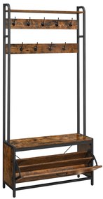 Panel do przedpokoju TAYLOR z szafką na buty 180x85 cm, rustykalny brązowy