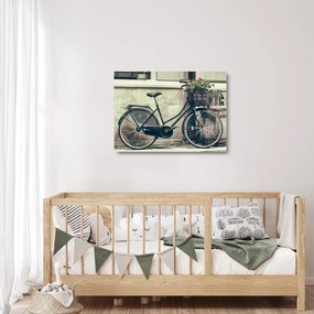 Obraz na szkle - Vintage rower z kwiatami (70x50 cm)