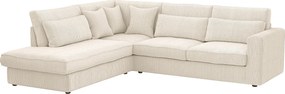 Duża lewostronna sofa narożna z beżowego sztruksu MONDOVI