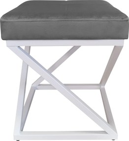 Pufa ZOA tkanina Welur loft ławka podnóżek metal : Kolor Stelaża - Biały, Kolor tkaniny - VELVET - BL14, Typ tkaniny - Velvet