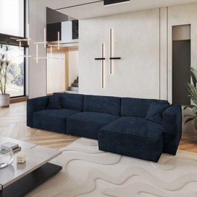 Masseno Narożnik TOLMO z funkcją spania i pojemnikiem na pościel Narozniki L, Rozkładana sofa - Niebieski, TILIA 77