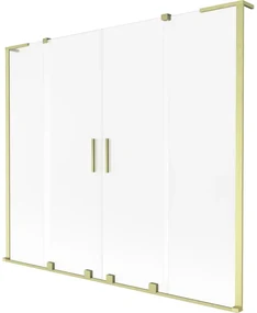 Mexen Velar L Duo parawan nawannowy 2-skrzydłowy rozsuwany 170 x 150 cm, szron, złoty szczotkowany - 896-170-003-32-55