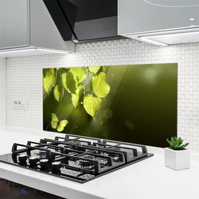 Szkło Dekoracyjne do Kuchni Promienie Słońca w Zielonych Liściach