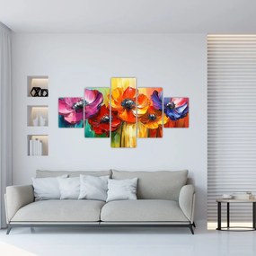 Obraz - Pięć kolorowych kwiatów (125x70 cm)