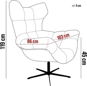Fotel SENSI Relax obrotowy 360° z funkcją bujania w tkaninie Solar 16