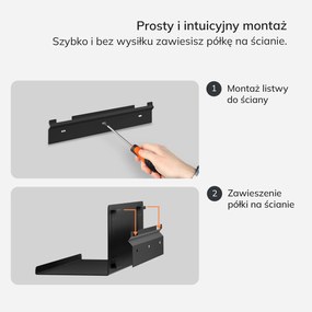 Półka wisząca JOANNE 400 mm, czarna