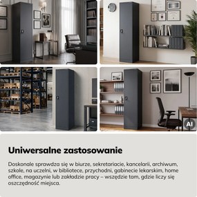 Szafa na akta kartotekowa na klucz antracytowa, 450x1850x600 mm: ALEX D600