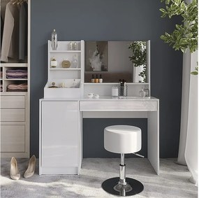 Stół toaletowy biały/biały wysoki połysk 119.8x50.1x76 sherry