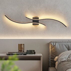 NETTLIFE Kinkiet wewnętrzny LED - 14 W Lampa do korytarza 100 cm Lampa schodowa Czarna Nowoczesny wzór fali 3000 K