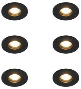 Zestaw 6 nowoczesnych reflektorów łazienkowych wpuszczanych czarnych - Shed