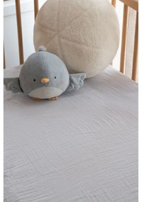 Szare prześcieradło dziecięce do łóżeczka muślinowe z gumką 60x120 cm Burumcuk – Mijolnir