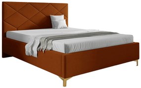 Pomarańczowe łóżko tapicerowane z zagłówkiem 4 rozmiary E6-M52