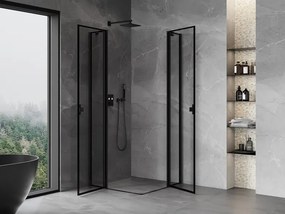 Mexen Mist Duo kabina prysznicowa uchylna 85 x 85 cm, czarna ramka, czarna - 8A4-085L-085P-70-70