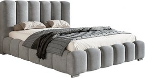 Łóżko dwuosobowe 180x200 cm Pearl - gruba pianka, nowoczesny styl, łóżko z pojemnikiem i metalowym stelażem - jasny szary (Amor Velvet 4318)